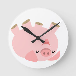 Horloge Ronde Bande dessinée mignonne roulant au-dessus de