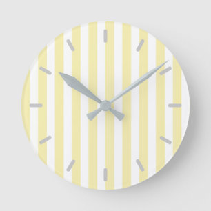 Horloge Ronde Bandes de bonbons jaunes et blancs