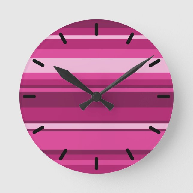 Horloge Ronde Bandes de Fuschia (Recto)