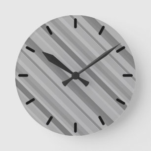 Horloge Ronde Bandes diagonales grises