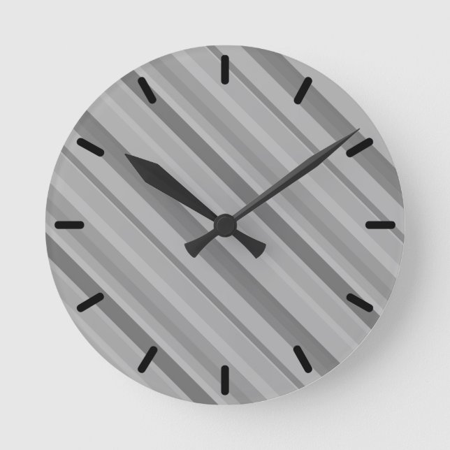 Horloge Ronde Bandes diagonales grises (Recto)