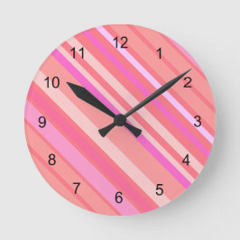 Horloge Ronde Bandes diagonales roses