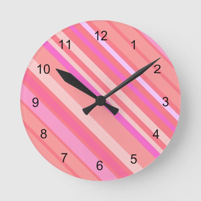 Horloge Ronde Bandes diagonales roses (Recto)
