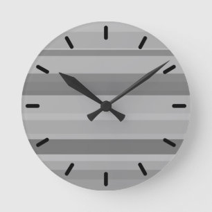 Horloge Ronde Bandes horizontales grises