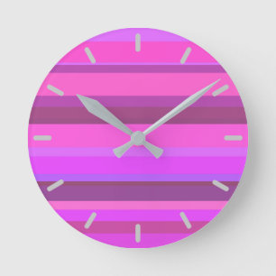 Horloge Ronde Bandes horizontales roses