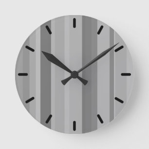 Horloge Ronde Bandes verticales grises