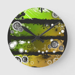 Horloge Ronde Bannière grunge de musique de style