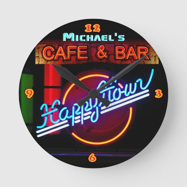 Horloge Ronde BAR-NEON CAFE SUR MESURE SIGNE Happy hour (Recto)
