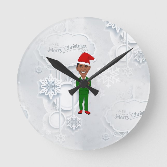 Horloge Ronde barack obama père Noël (Recto)