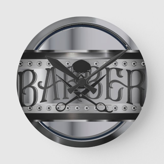 Horloge Ronde barber Chrome metal design (Recto)