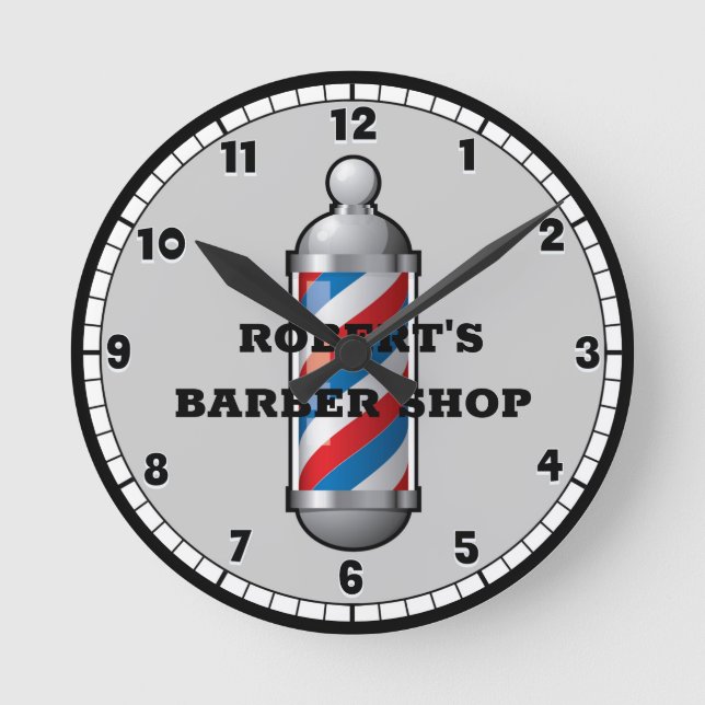 Horloge Ronde Barber Shop Barber Pole Custom (Recto)