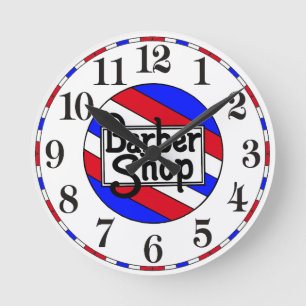 Horloge Ronde Barbershop Stripes traditionnelles