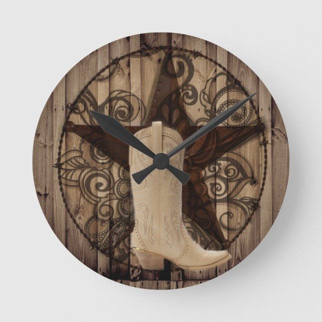 Horloge Ronde Barn Wood Texas Lone (Recto)