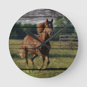 Horloge Ronde Barn Woodgrain