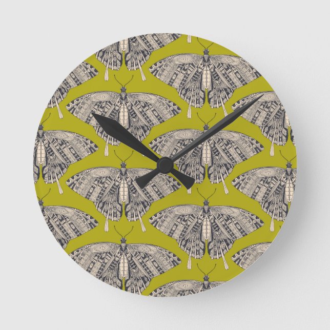 Horloge Ronde basalte de citron papillon (Recto)