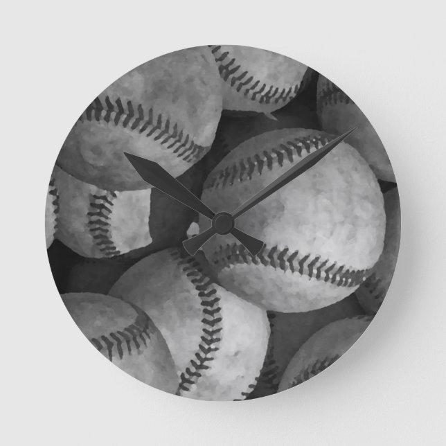 Horloge Ronde Baseball noir et blanc (Recto)