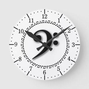 Horloge Ronde Bass Clef Music Note Design