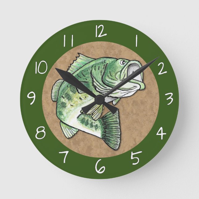 Horloge Ronde Basse de saut à grande bouche Pêche (Recto)