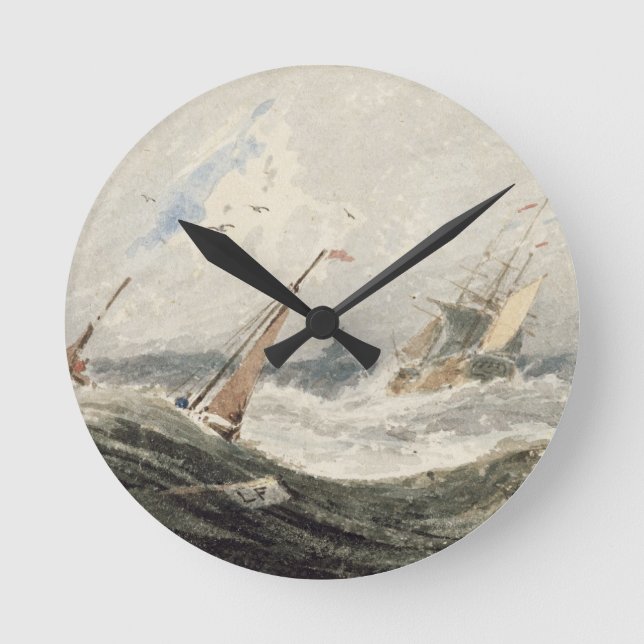 Horloge Ronde Bateaux sur une mer tempétueuse (avec c sur graphi (Recto)