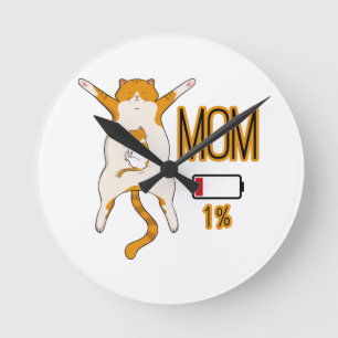 Horloge Ronde Batterie maman chat basse énergie