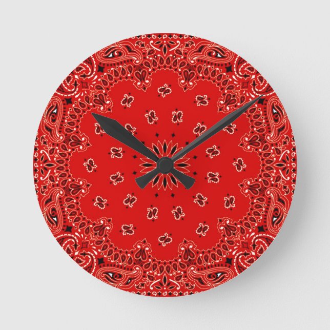 Horloge Ronde BBQ Red Paisley Western (Recto)