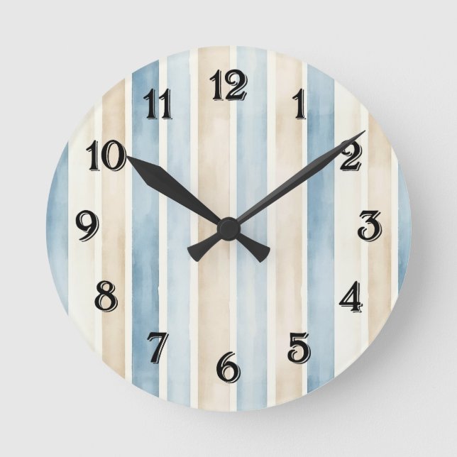 Horloge Ronde Beach Blue Cream Stripes   (Recto)