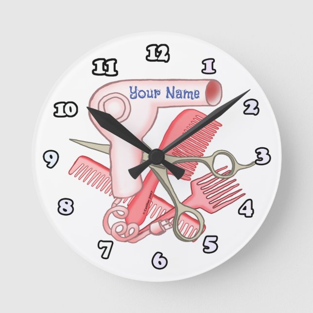 Horloge Ronde Beauticien rose (Recto)