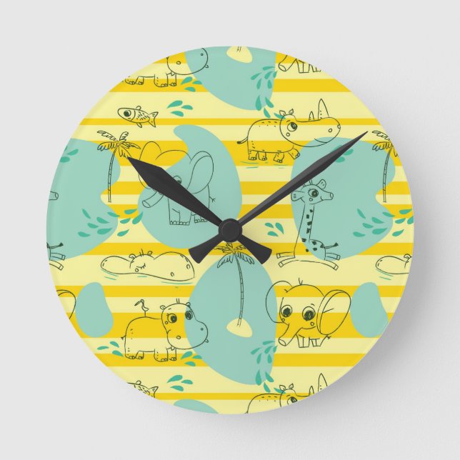 Horloge Ronde Beaux animaux jouant avec de l'eau 2 (Recto)