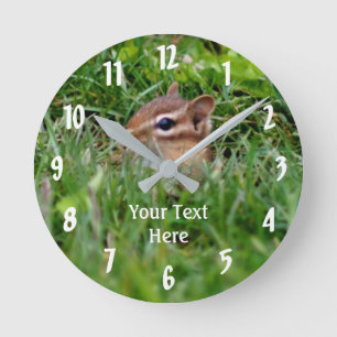 Horloge Ronde Bébé Chipmunk Peeking Animal