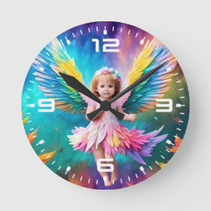 Horloge Ronde Bébé mignon Angle coloré Design