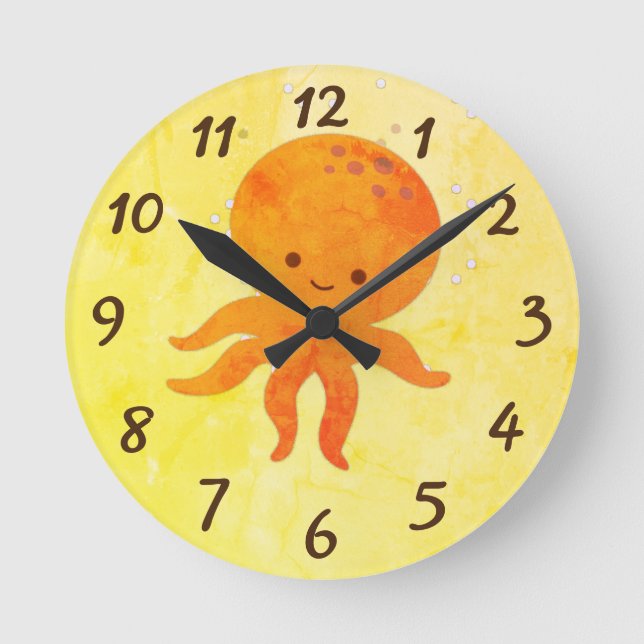 Horloge Ronde Bébé mignon poulpe Cartoon (Recto)