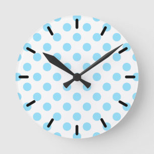Horloge Ronde Bébé pois bleu et blanc