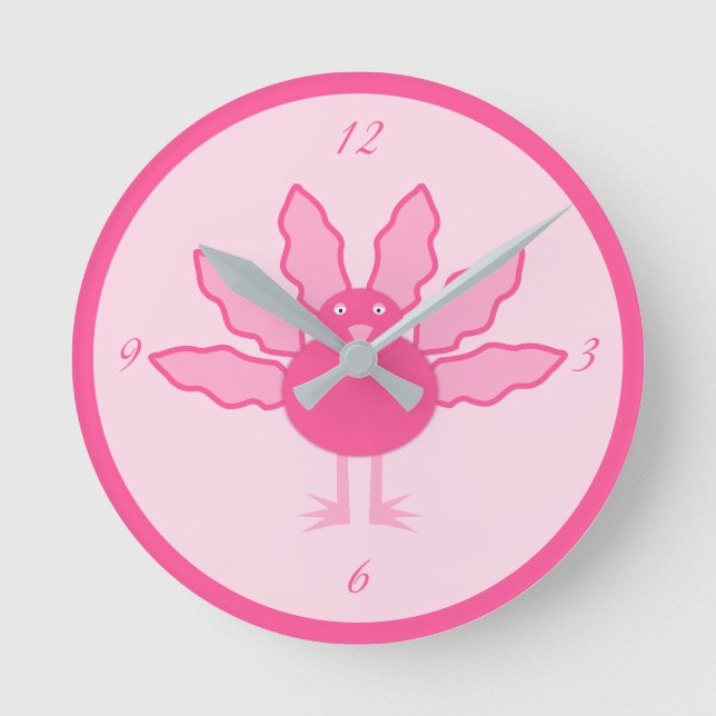 Horloge Ronde Bébé rose jolie fille Thanksgiving Turquie Nursery (Recto)