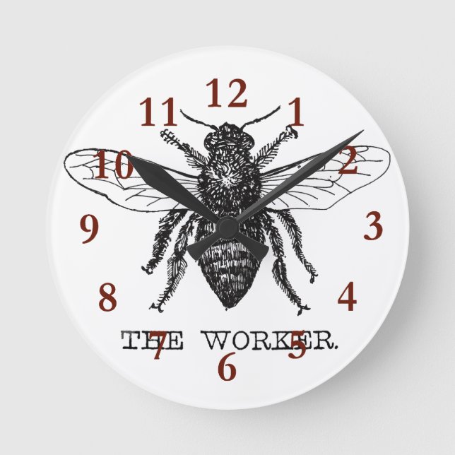 Horloge Ronde Bee Worker Honey Black Bumblebee (Recto)