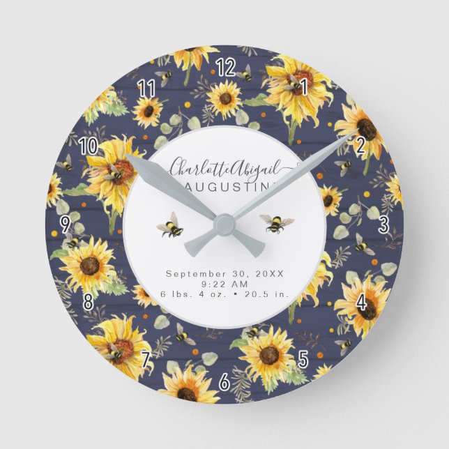 Horloge Ronde Bee Yellow Birth Stats (Recto)