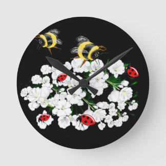Horloge Ronde BEES et Ladybugs l'art naturel