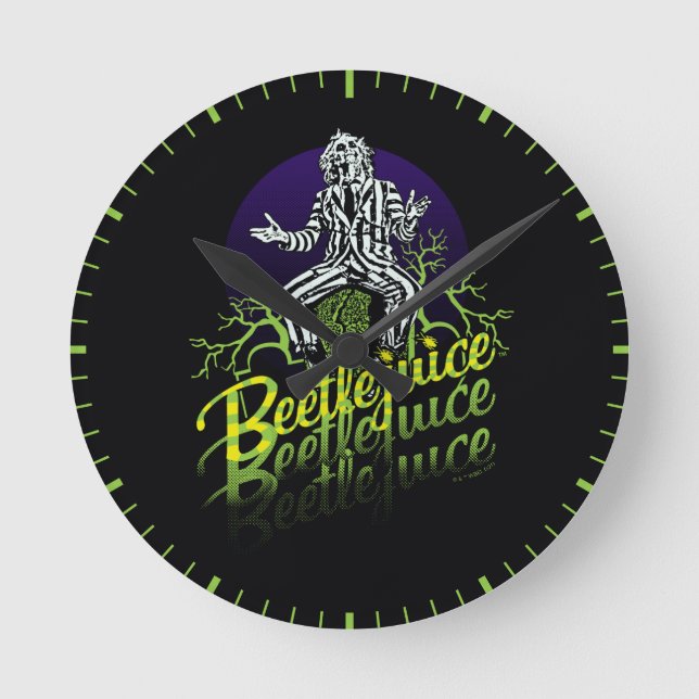 Horloge Ronde Beetlejus | Assis sur une pierre tombale (Recto)