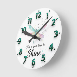 Horloge Ronde Belle citation inspirante de libellule