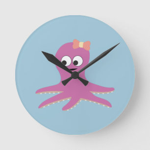 Horloge Ronde Belle fille rose Octopus