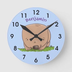 Horloge Ronde Belle illustration de dessin animé de bébé wombat