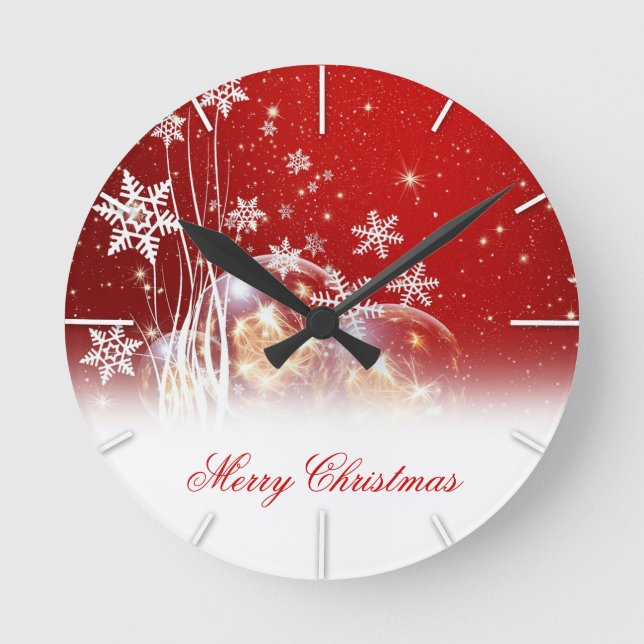 Horloge Ronde Belle illustration festive "Joyeux Noël" (Recto)