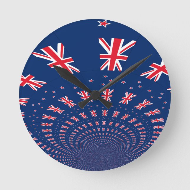 Horloge Ronde Belle Nouvelle-Zélande Drapeau Art Design (Recto)