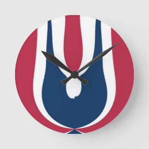 Horloge Ronde Belle Texture de Couleur Abstraite Rouge, Blanc, B