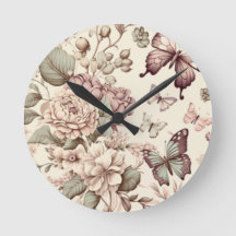 Belles fleurs et papillons couleurs pastel