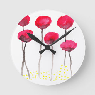 Horloge Ronde Belles pavots aquarelle