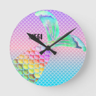 Horloge Ronde Belles plages de mer et sirènes 24h/24