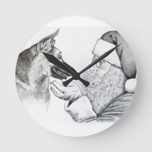 Horloge Ronde Berger allemand et Père Noël