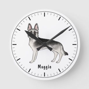 Horloge Ronde Berger Allemand Silver Sable avec texte personnali