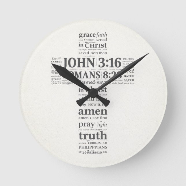 Horloge Ronde Bible Verse Reference Cross Wall Art (Recto)