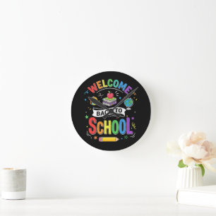 Horloge Ronde Bienvenue à l'école les enfants Enseignant Premier
